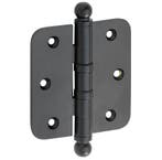 Kogellagerscharnier 89x89 ronde hoek bol mat zwart