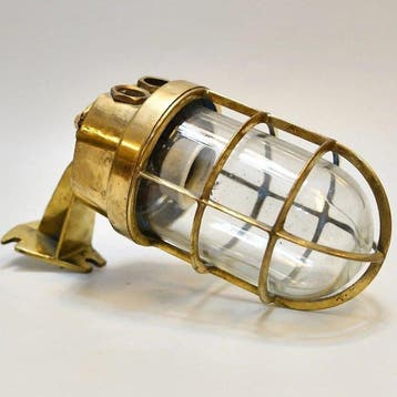 Wandlamp - Messing, Glas - Industrieel kooi-lamp
