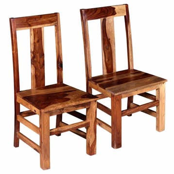 vidaXL Eetkamerstoelen 2 st massief acaciahout, Huis en Inrichting, Verzenden, Nieuw