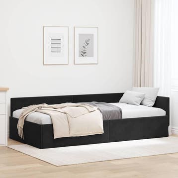 vidaXL Hoek Bed Frame Zwart 100 x 200 cm fluweel, Verzenden