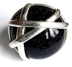Zilver, Vintage blauwe zandsteen kosmische 925 sterling ring