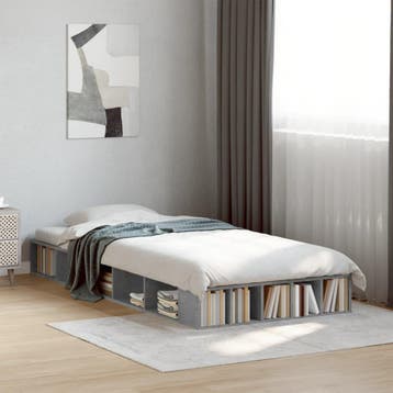 vidaXL Bedframe bewerkt hout betongrijs 100x200 cm, Verzenden
