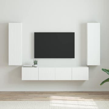 vidaXL TV Wandkast 2 st Glanzend Wit Bewerkt hout, Verzenden, Nieuw