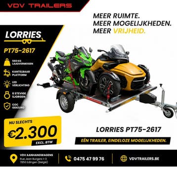 LORRIES PT75-2617 Quad/Motortrailer | 750 kg Ongeremd, Ophalen, Nieuw