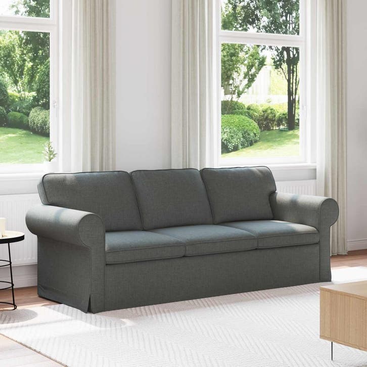 vidaXL bank / zetel Donkergrijs 215 x 82 x 80 cm Stof, Maison & Meubles, Canapés | Salons, Envoi