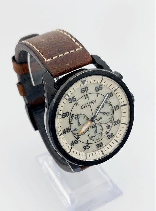 Citizen - Aviator Chronograph Eco-Drive - Zonder, Handtassen en Accessoires, Horloges | Heren