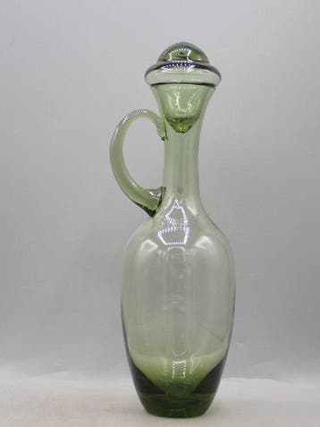 Glasfabriek Leerdam - A.D. Copier - Karaf - Rookachtig groen, Antiek en Kunst