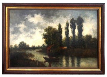 Robert Schultze (XIX-XX) - Kühe an der Tränke (Landschaft)
