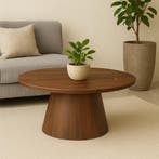 Salontafel Mangohout Salontafel Mick Bruin Rond 80 cm, Huis en Inrichting, Tafels | Salontafels, Verzenden, Rond, Nieuw, Industriële meubels