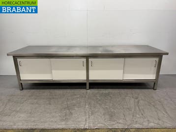 RVS Werkkast Kast 2 Schuifdeuren 240 x 70 x 65 cm Horeca, Ophalen of Verzenden