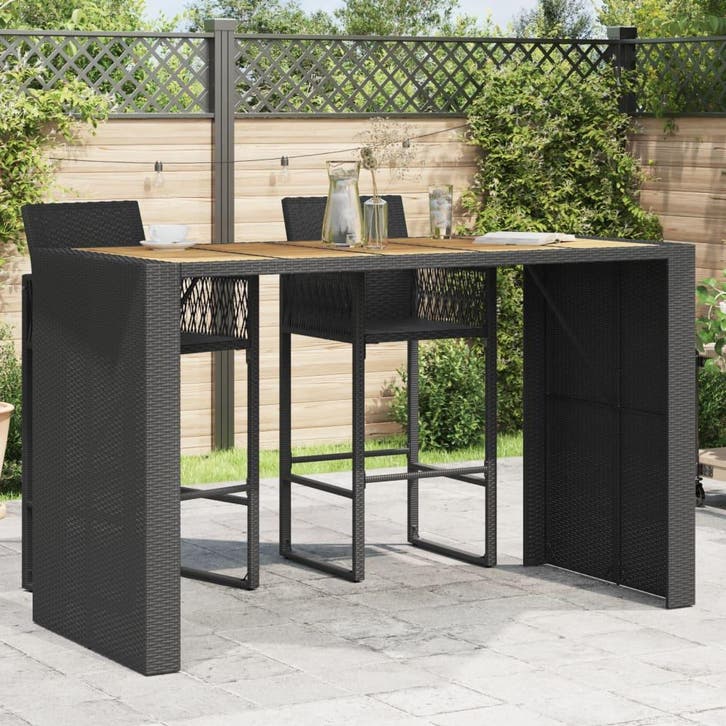 vidaXL Tuinbartafel acaciahouten blad 185x80x110 cm poly, Jardin & Terrasse, Tables de jardin, Envoi