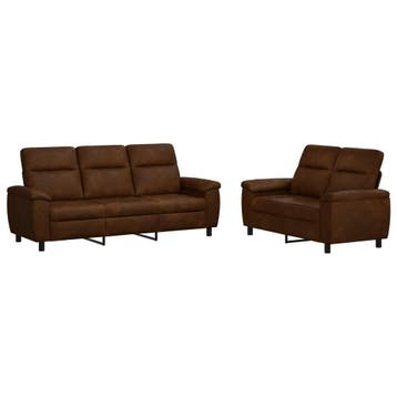 vidaXL bank / zetelstel 2 pcs Bruin Kunst Suède Leer, Huis en Inrichting, Verzenden, Nieuw