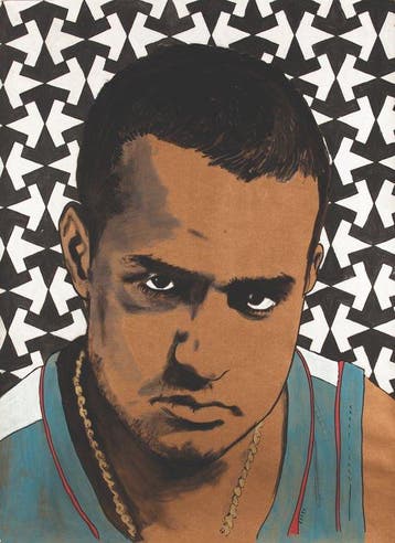 Baptiste Laurent - Jamal, XL acrylic and posca on paper,, Antiek en Kunst