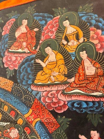 Grote met de hand geschilderde Tibetaans thangka –