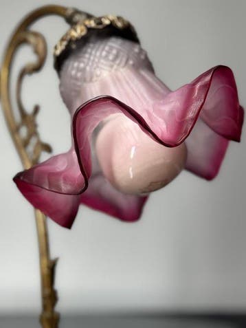 Lampe de table - Verre, Laiton - Lampe art nouveau