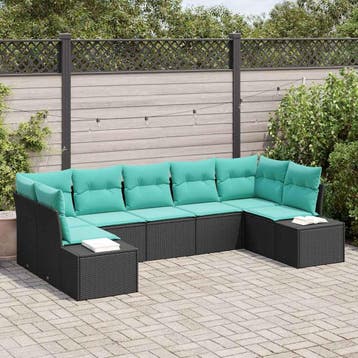 vidaXL Tuinbank Set 7 st 7-Aantal zitplaatsen Zwart en, Verzenden, Nieuw