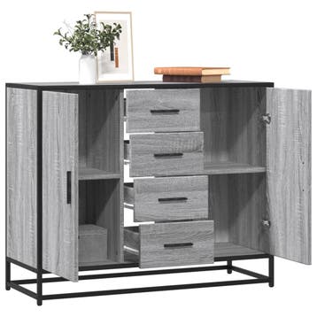 vidaXL Dressoir 92x35x76 cm bewerkt hout grijs sonoma, Huis en Inrichting, Verzenden, Nieuw