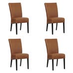 Set van 4 Leren eetkamerstoelen Just - Rancho Cognac, Ophalen of Verzenden, Nieuw, Leer, Eén
