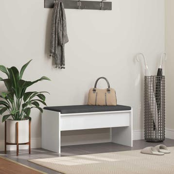 vidaXL Hallenbank met kussen Wit 80 x 38 x 46 cm, Verzenden, Nieuw