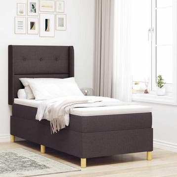 vidaXL Boxspring bed met hoofdeinde Donkerbruin 90 x 190 cm, Verzenden, Nieuw