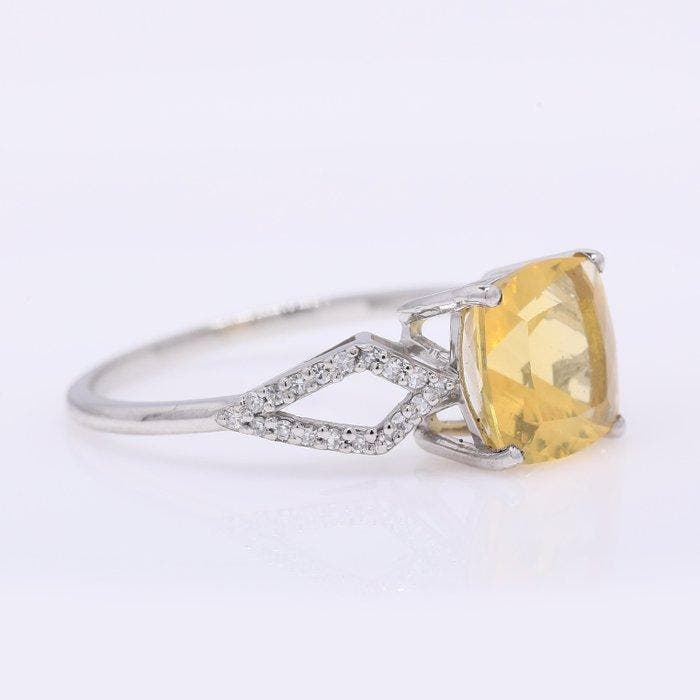 Zonder minimumprijs - Ring Platina - 1.49ct. tw. Vuuropaal -, Handtassen en Accessoires, Ringen