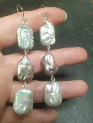 Zilver, 925, Lang 8 cm, Drie gekleurde natuurlijke