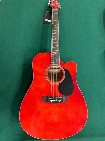 Stagg - SA DCE 20 RED - - Guitare électro-acoustique (Sans, Musique & Instruments