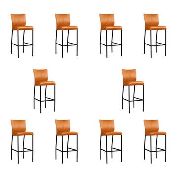 Set van 10 Leren barkrukken Revolt hoog - Vintage Cognac, Ophalen of Verzenden