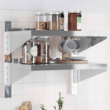 vidaXL Wandschap 2-laags 50x40x48 cm roestvrijstaal, Verzenden, Nieuw