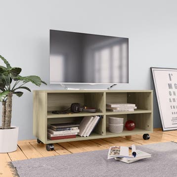 vidaXL Tv-meubel met wieltjes 90x35x35 cm bewerkt hout, Verzenden, Nieuw