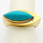 Bague - 18 carats Or jaune - 3.00ct. tw. Turquoise, Handtassen en Accessoires, Nieuw