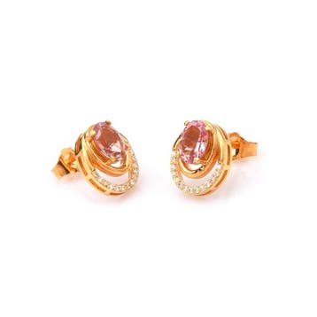 Oorstekers - 14 karaat Geel goud - 1.76ct. tw. Toermalijn -