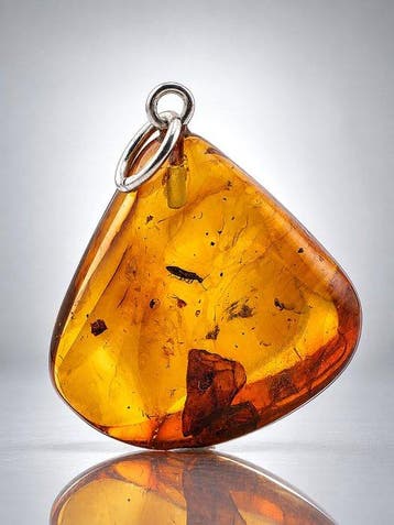 Pendentif en ambre baltique clair couleur miel – fossile de