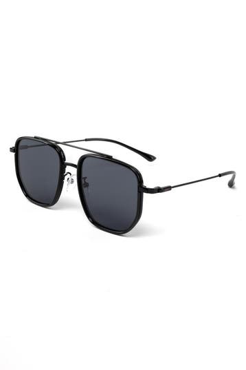 KIMU® Zonnebril Hexagon Zwart Montuur Zwarte Glazen Dames He, Ophalen of Verzenden