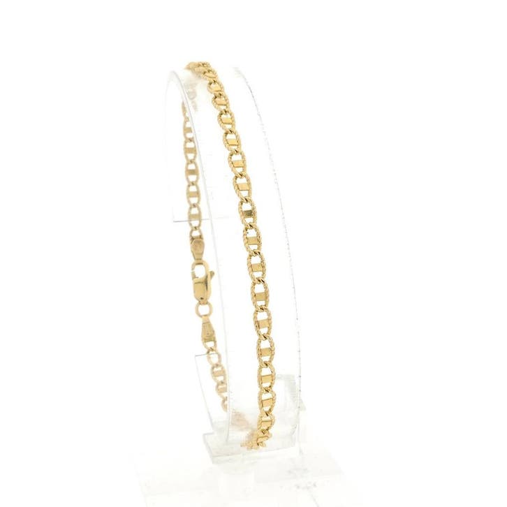 Gouden marineschakel armband (Schakelarmband), Handtassen en Accessoires, Armbanden, Overige kleuren, Gebruikt, Goud, Ophalen of Verzenden