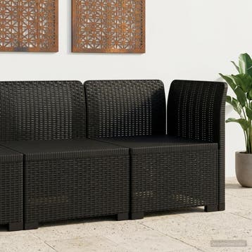 vidaXL Eén-zits Tuin Sofa Rieten Look PP Antraciet, Verzenden