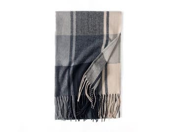 Veiling - Geruite luxe sjaal - grijs tinten, Nieuw