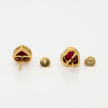 Oorbellen - 18 karaat Geel goud - 2.14ct. tw. Robijn