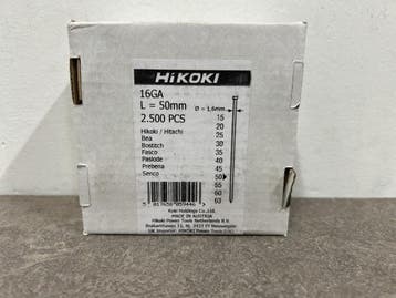 Veiling - 5x HiKOKI afwerkspijkers 16GA 50mm 2500-pack, Doe-het-zelf en Bouw, IJzerwaren en Bevestigingsmiddelen, Nieuw