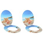 vidaXL Zacht-sluit toiletzitting 2 pcs Zee Schelp 44 x 38 cm, Verzenden