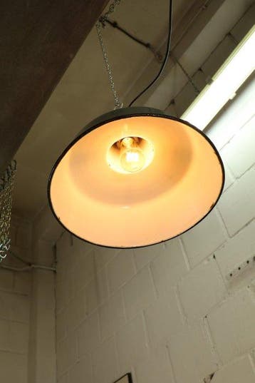 Lampe à suspendre - Suspension industrielle vintage émaillée