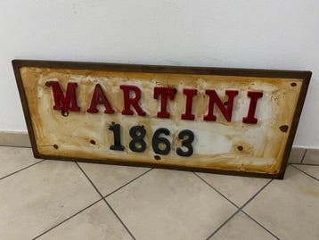 Martini - enseigne Martini en fer - Plaque - Fer forgé, Antiquités & Art, Curiosités & Brocante
