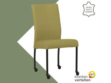 Leren eetkamerstoel Comfort met wieltjes - Toledo Mustard, Huis en Inrichting, Overige kleuren, Nieuw, Leer, Ophalen of Verzenden