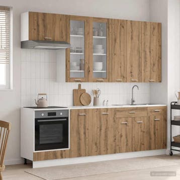 vidaXL Keukenblok LYON 8 pcs Artisanaal eiken Bewerkt hout, Verzenden, Nieuw