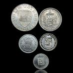 Oostenrijk, Venezuela. Lote de 5 Moedas de prata, várias