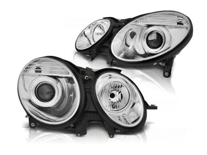 Chrome koplampen geschikt voor Mercedes W211 E-klasse, Auto-onderdelen, Verlichting, Nieuw, Mercedes-Benz, Verzenden