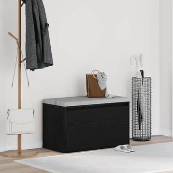 vidaXL Hallenbank Zwart Eiken 80 x 40 x 45 cm Bewerkt hout, Verzenden