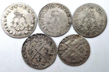 Frankrijk. Louis XIV (1643-1715). Lot de 5 monnaies (4 Sols
