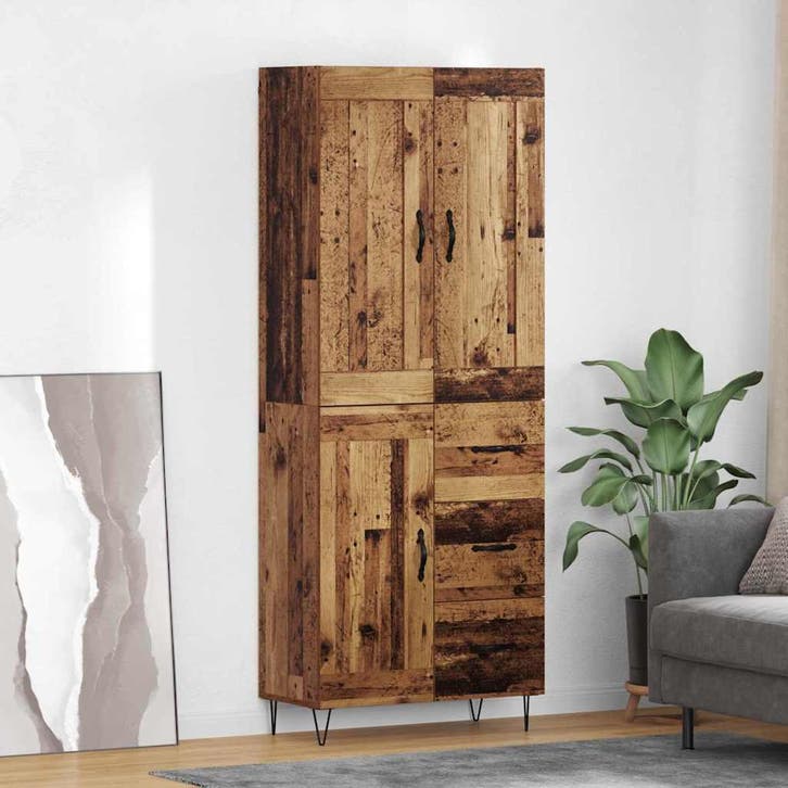 vidaXL Highboard met lade Oud Hout 69,5 x 34 x 180 cm, Maison & Meubles, Armoires | Dressoirs, Envoi