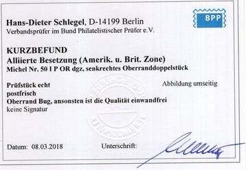 Occupation alliée - Allemagne (zone américaine et, Gestempeld